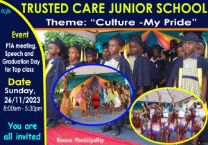 It is our culture to always have speech/graduation celebrations for the Top class learners. Our speech day for this year will be under the Theme: "Culture-My Pride".
therefore, we invite all parents to attend the function slated for 26th,November 2023. 